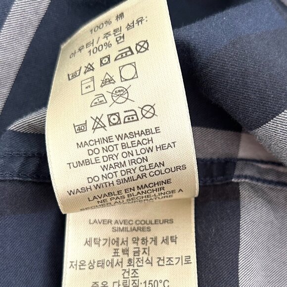 Burberry Brit Check Print Button Down Shirt in Ink Blue Size XL - Picture 7 of 10